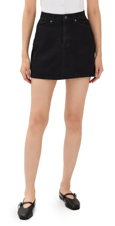 Reformation Lydia High Waist Denim Miniskirt In Black