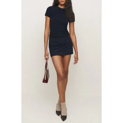 Reformation X Kacey Musgraves Buxton Wool Blend Miniskirt In Navy