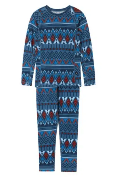 Reima Kids' Taitoa Thermal Top & Pants Set In Blue Ocean