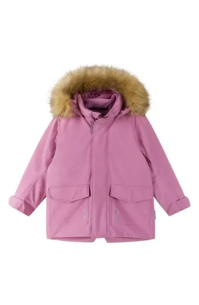 Reima Babies' The Tec Faux-fur Trim Hooded Winter Jacket In Mauve Pink