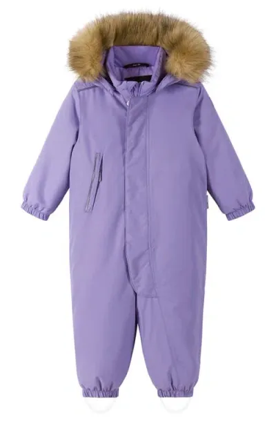 Reima Babies' The Tec Gotland Waterproof Insulated Hooded Snowsuit With Faux Fur Trim In Lilac Amethyst