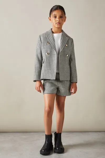 Reiss Black Charlie Checked Double Breasted Suit Blazer