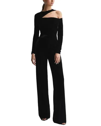 Reiss Petites Adele Velvet Long Sleeve Jumpsuit In Black