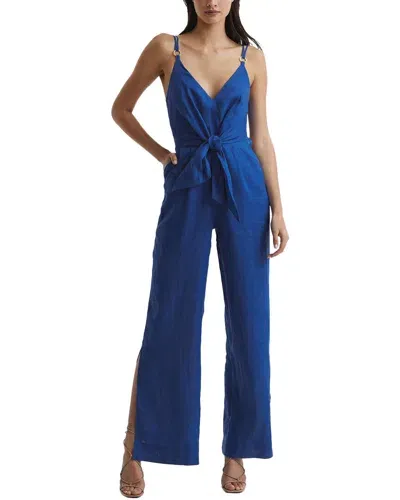 Reiss Ana Linen Tie Waist Jumpsuit In Multi