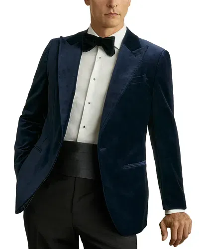 Reiss Baltic Blue Apsara Cotton-blend Velvet Blazer