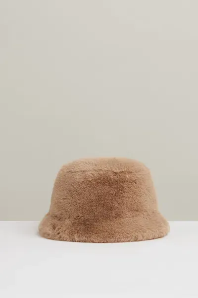 Reiss Biscuit Faux Fur Bucket Hat