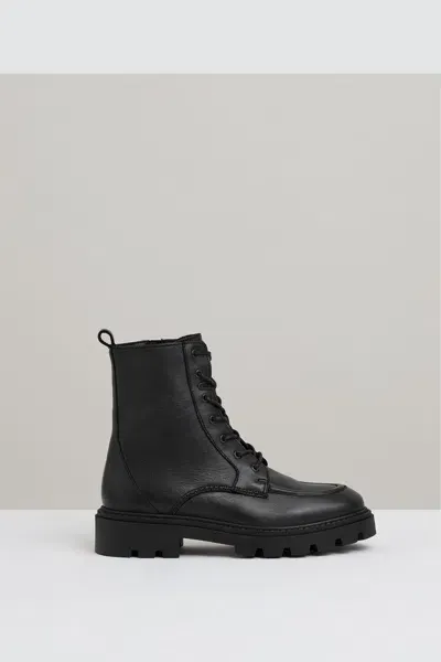 Reiss Black Suede Lace-up Boots