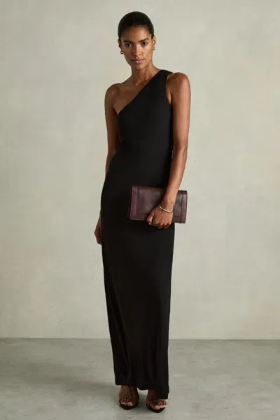 Reiss Black Morgaine One-shoulder Jersey Maxi Dress