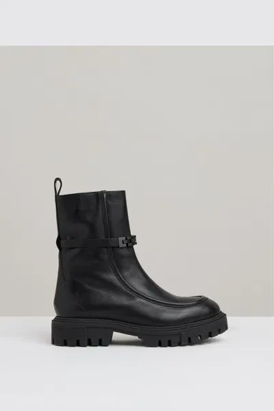 Reiss Black Chain Embellished Ankle Boots