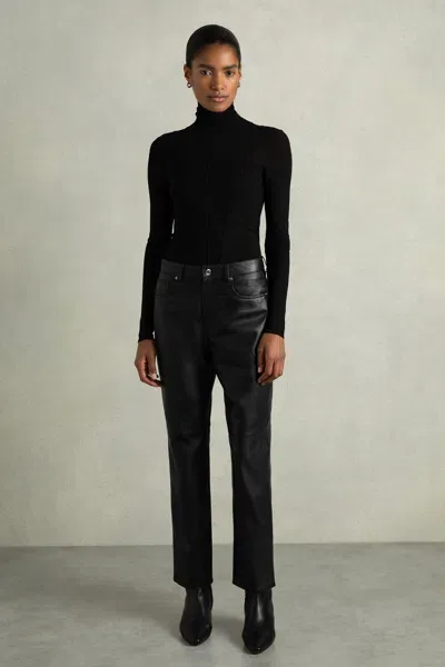 Reiss Black Leather Slim-leg Trousers