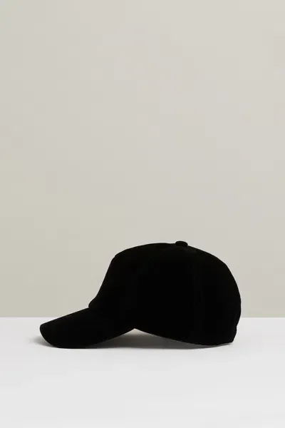 Reiss Black Velvet Baseball Cap