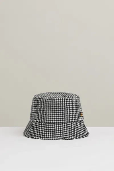 Reiss Black/white Rosa Wool Dogtooth Bucket Hat