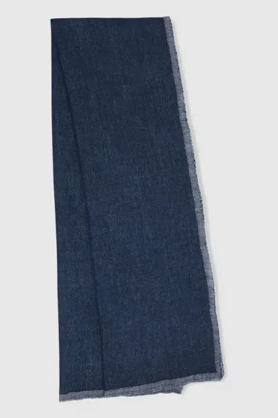 Reiss Blue Wool Two-tone Scarf