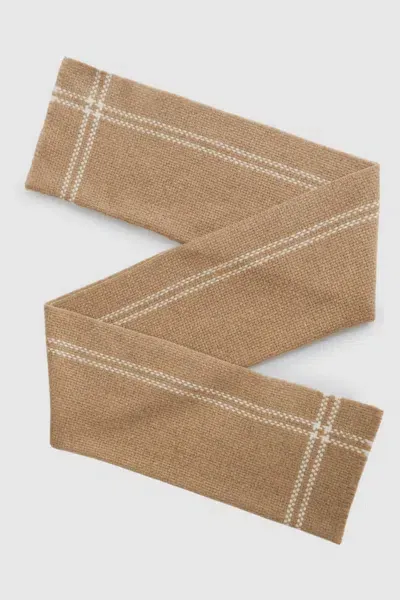 Reiss Camel Wool Cashmere Fringed Scarf