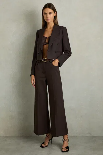 Reiss Chocolate Brown Petite Twill Culotte Trousers