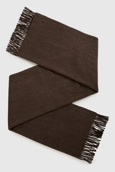 Reiss Chocolate Wool-cashmere Scarf