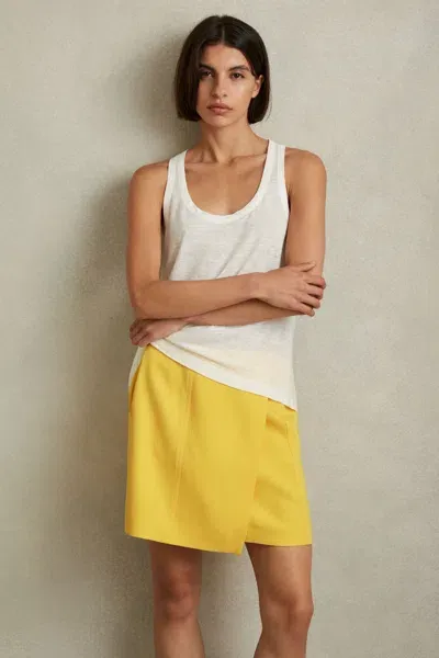 Reiss Yellow Cross-over Mini Skirt