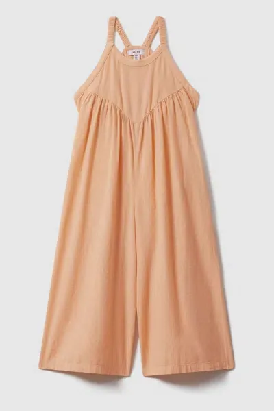 Reiss Daphne - Peach Daphne Teen Cotton Linen Jumpsuit