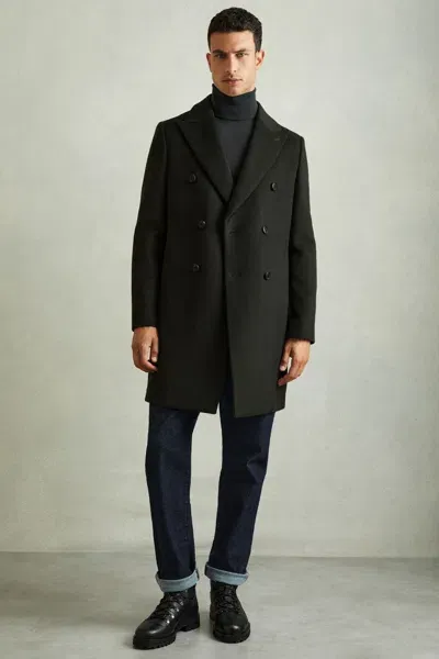 Reiss Dark Green Wool-blend Doble-breasted Coat