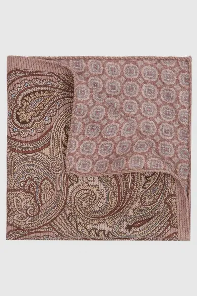 Reiss Dusty Pink Sansone Reversible Silk Pocket Square