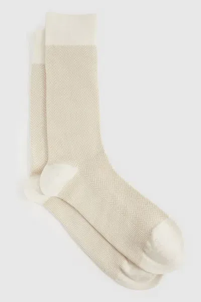 Reiss Ecru/oatmeal Otis Cotton-blend Socks