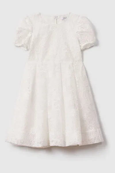 Reiss Emelie - Ivory Emelie Teen Lace Puff Sleeve Dress