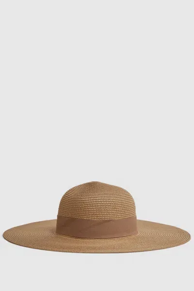 Reiss Natural Wide Brim Raffia Hat