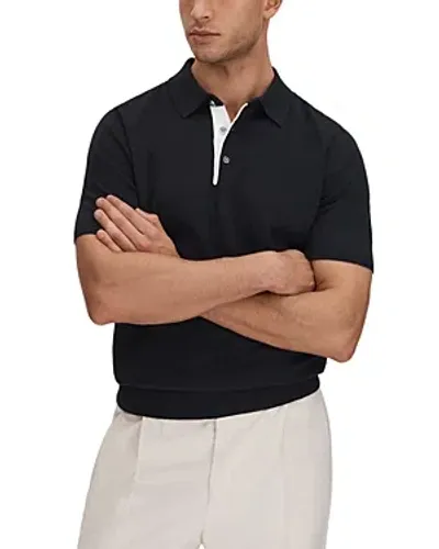 Reiss Finch Short Sleeve Polo Shirt In Navy