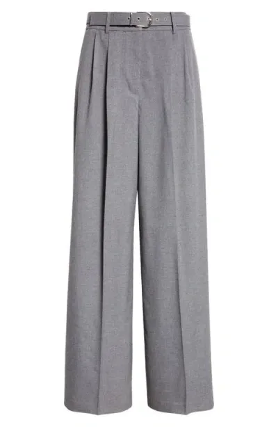 Reiss Freja Belted Wide Leg Pants In Grey