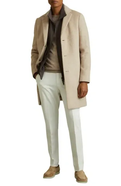 Reiss Gable Wool Blend Overcoat In Oatmeal Herringbone