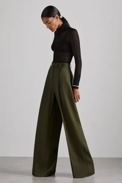 Reiss Green Atelier Pleated-crepe Suit Trousers