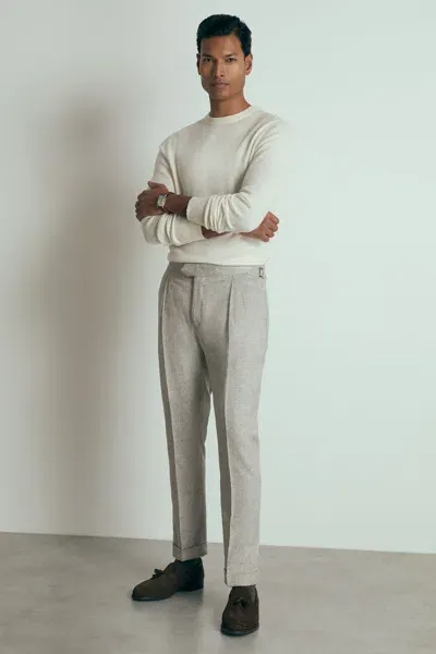 Reiss Grey Melange Gallo Atelier Tapered Suit Trousers