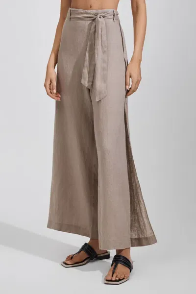 Reiss Harry Side-split High-rise Linen Trousers In Taupe