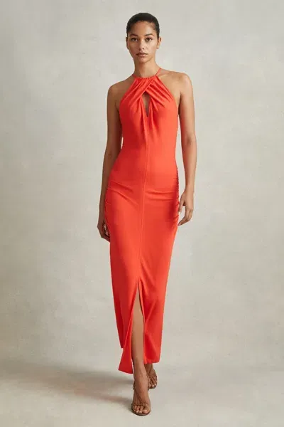 Reiss Orange Jersey Halter Neck Midi Dress