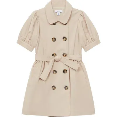 Reiss Kids' Naomi Jr. Cotton Trench Dress In Camel