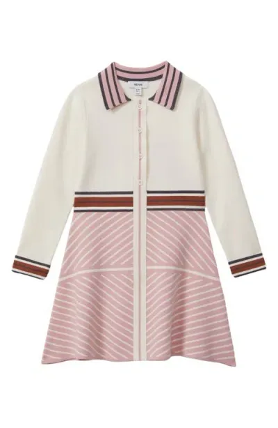 Reiss Kids' Pink Zana Long-sleeve Knitted Mini Dress 4-9 Y