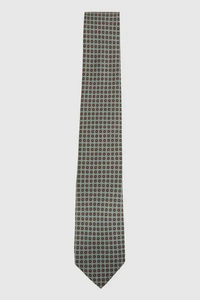 Reiss Light Green Mondello Silk Floral Print Tie