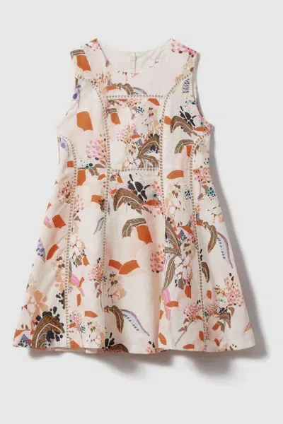 Reiss Lor - Pink Print Lor Teen Linen Cotton Stitch Dress