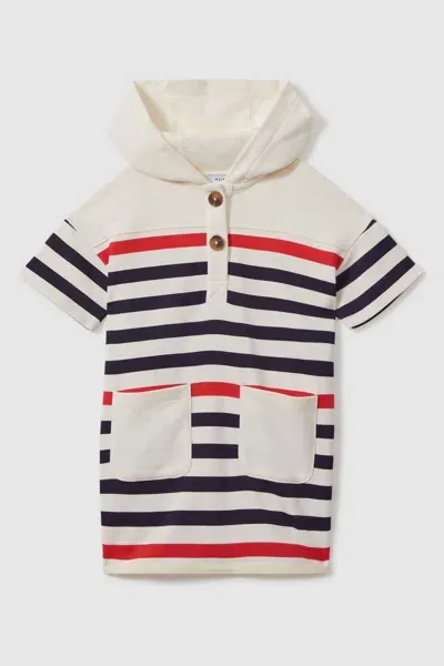 Reiss Martha - Ecru Martha Striped Jersey Hooded Dress