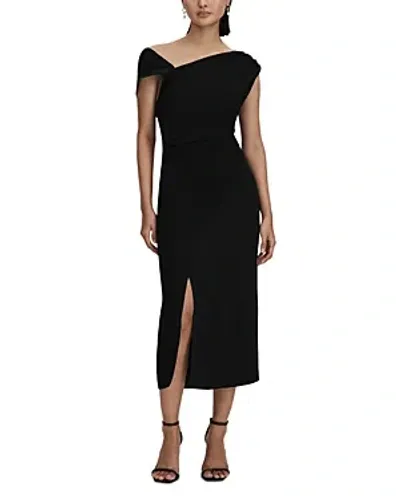 Reiss Black Asymmetric Bodycon Midi Dress