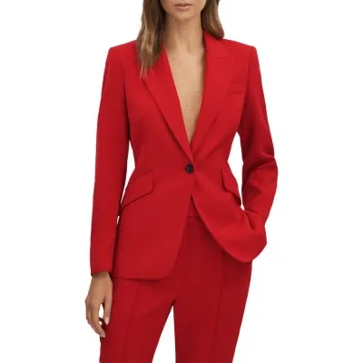 Reiss Millie Peaked Lapel Blazer In Red