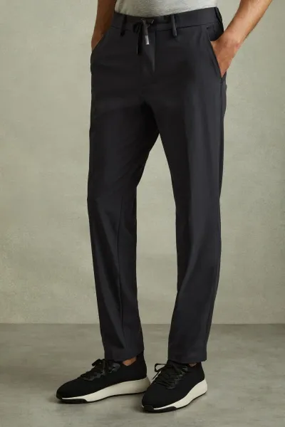 Reiss Navy Technical Drawstring Trousers