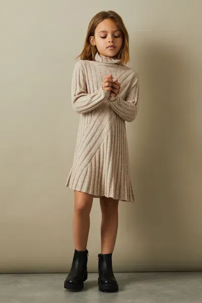 Reiss Kids' Oatmeal Junior Knitted Roll Neck Dress