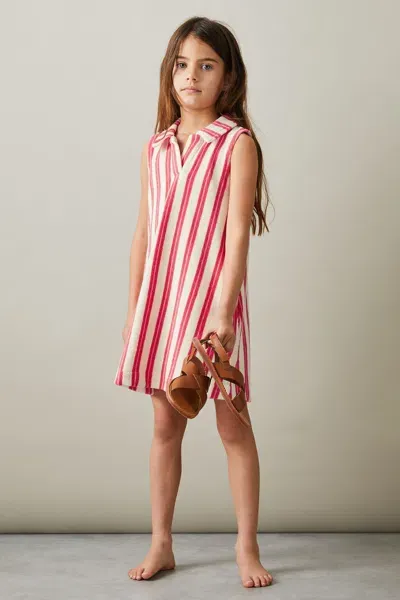 Reiss Pink Towelling Open Collar Dress