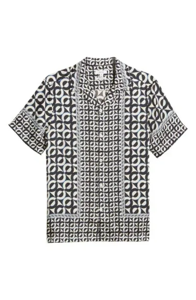 Reiss Prentice Regular Fit Geo Print Camp Shirt In Lapis Blue