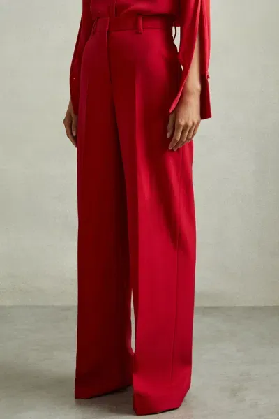 Reiss Red Petite Wool Blend Wide Leg Tux Trousers