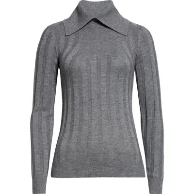 Reiss Sandy Wool Blend Rib Sweater In Grey