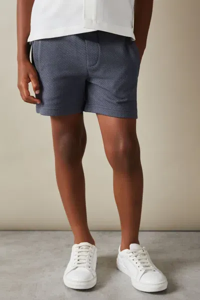 Reiss Kids' Steel Blue Robin Textured Drawstring Shorts