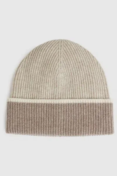 Reiss Taupe Wool Blend Tipped Beanie