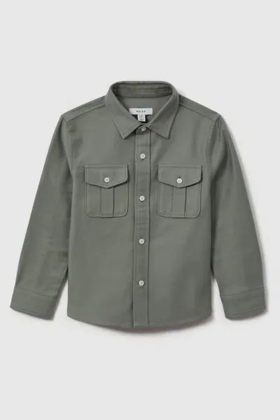 Reiss Thomas - Pistachio Thomas Brushed Cotton Patch Pocket Overshirt